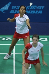 Heather Olver and Marana Agathangelou at the Delhi 2010 Commonwealth Games.