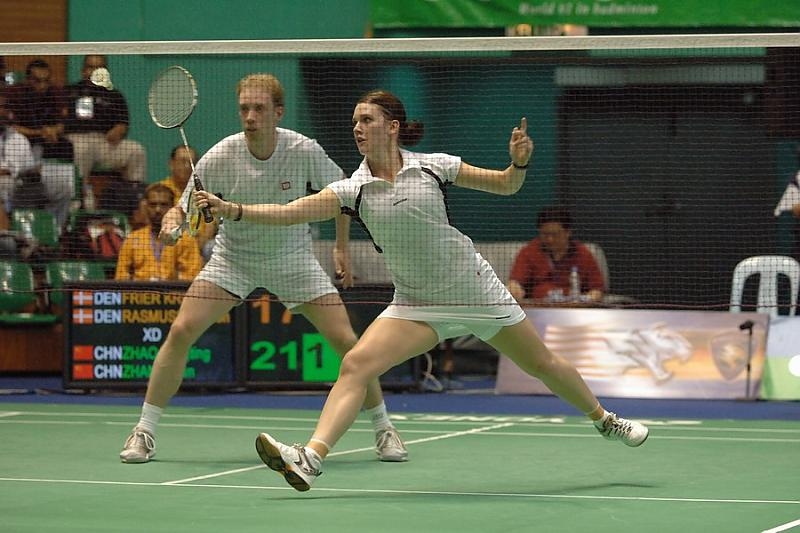 Lena Frier Kristiansen and partner in mixed doubles match.