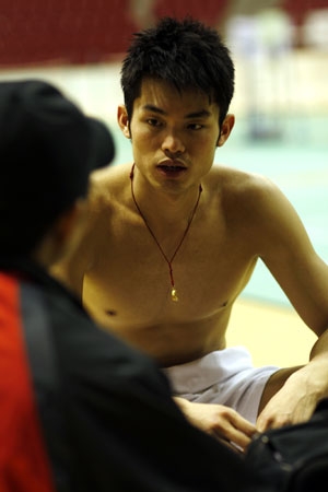 Lin Dan at badminton training.