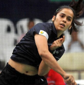 Saina Nehwal at the Yonex-Sunrise India Open Gold Grand Prix badminton championship.