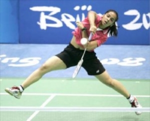 Saina Nehwal at the Beijing Olympics.