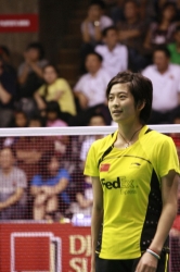 Picture of Wang Lin at badminton tournament.
