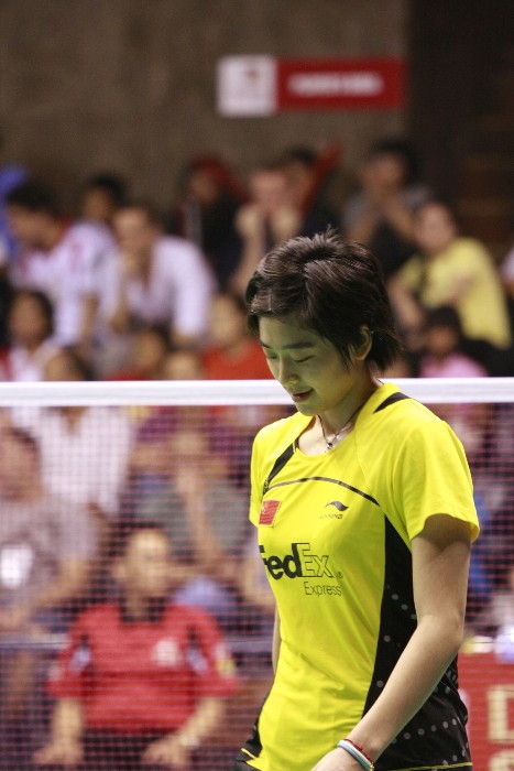 Picture of Wang Lin at badminton tournament.