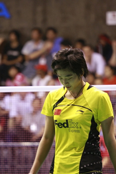 Picture of Wang Lin at badminton tournament.