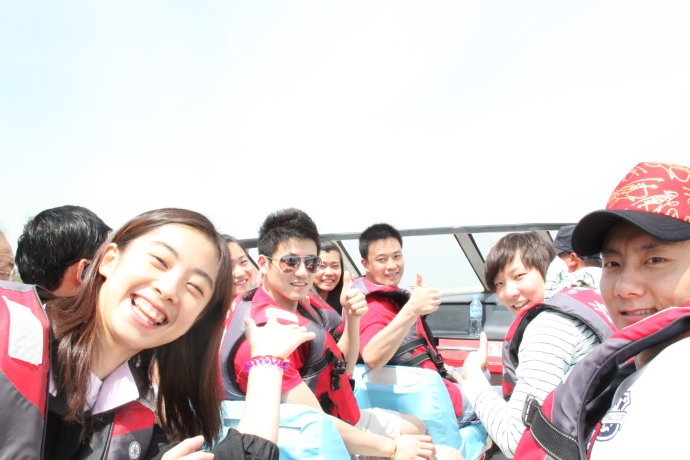 Wang Shixian on a boat ride.