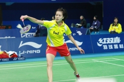 Xie Xingfang in a badminton match.
